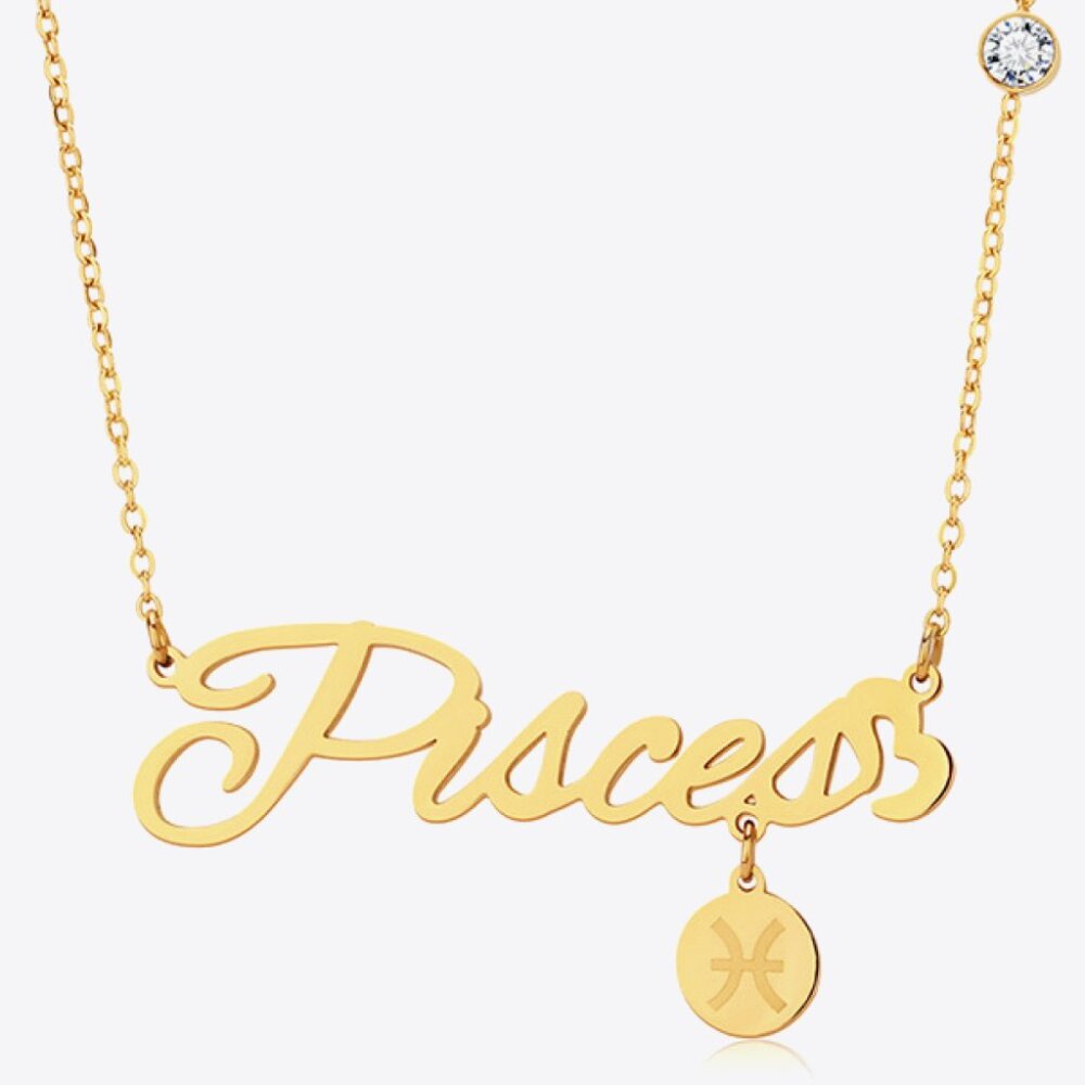 Pisces Zodiac Pendant Zircon Necklace